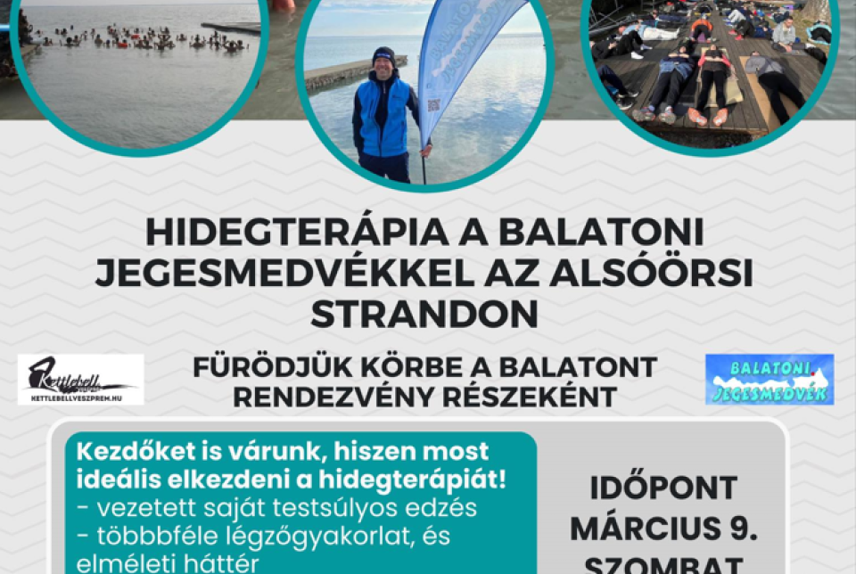 Balatoni Jegesmedvék hideg vizes fürdőzése a strandon
