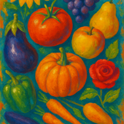 Ausstellung von Gemüse und Obst