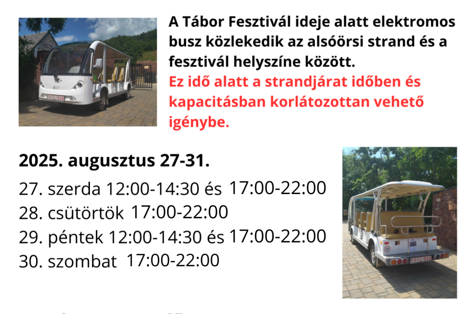 Tábor Fesztivál buszjárat