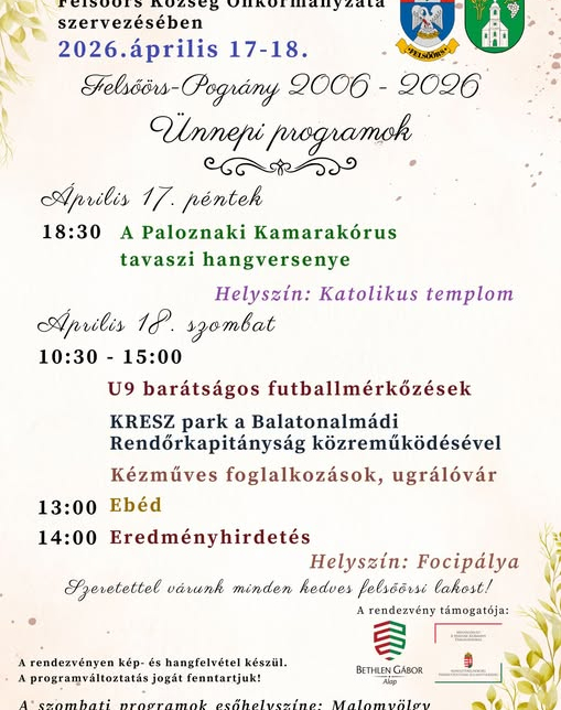 Felsőörs-Pográny Ünnepi programok